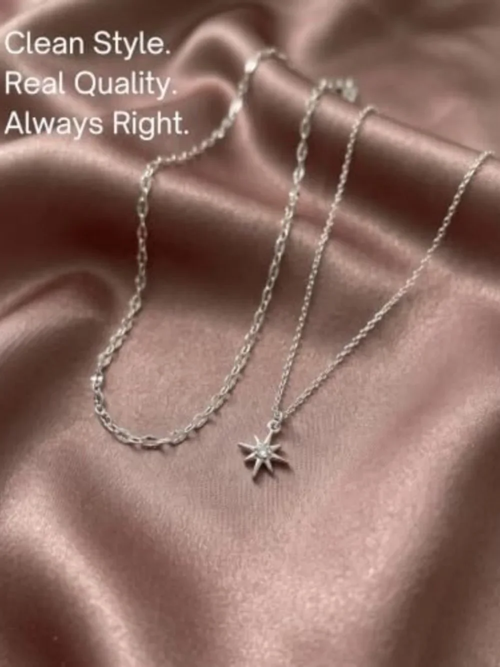 Dainty Silver North Star Necklace with CZ Pendant for Women - Elegant Jewelry